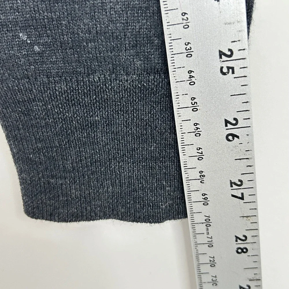 Bloomingdales 1/4 Zip Merino Wool Sweater XL Charcoal Gray Pullover Mock Neck - Picture 10 of 11